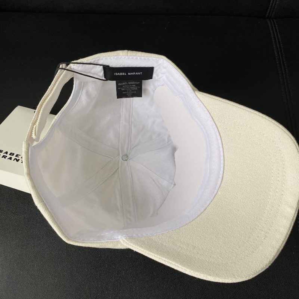 Isabel Marant Pink Logo Baseball Cap Cream Canvas Adjustable Hat - Picture 2 of 4
